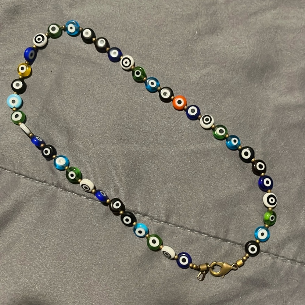 Multicolor evil eye choker